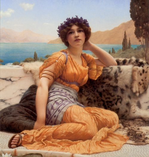 Godward_With_Violets_Wreathed_and_Robe_of_Saffron_Hue_1902